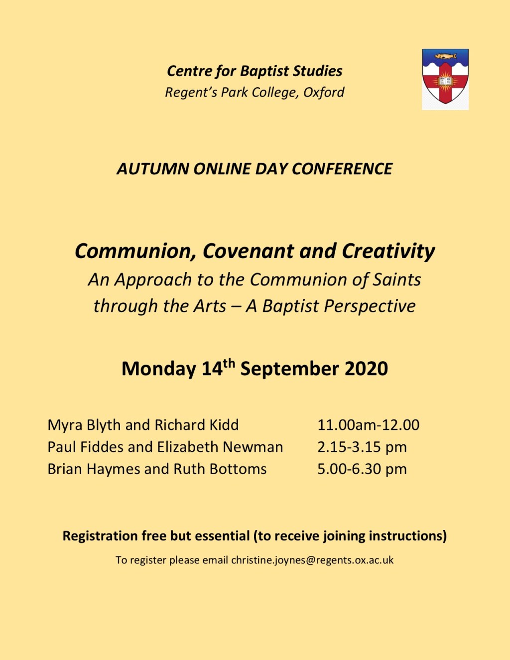NEWS | Centre for Baptist Studies Autumn Day Conference 2020&nbsp;(Online)