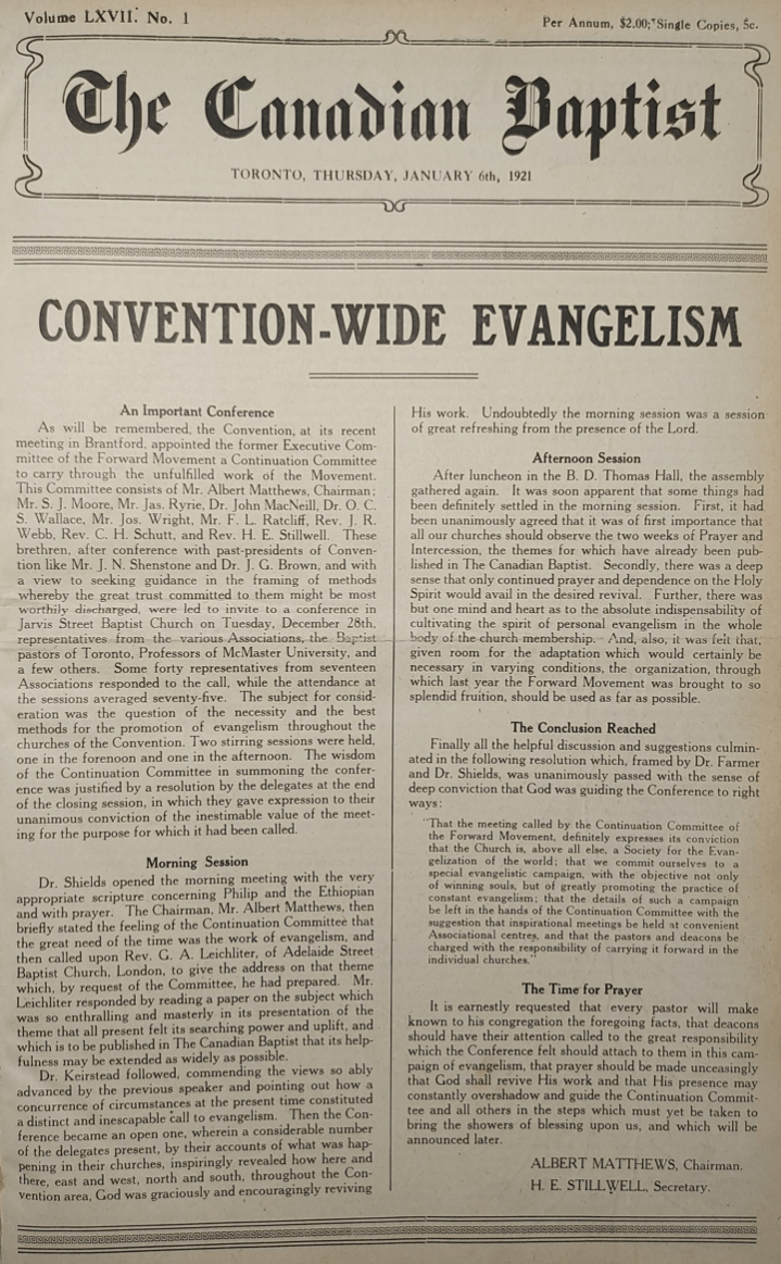 Baptists and Digital Research in Canada, Part Two: Canadian Baptist&nbsp;Archives